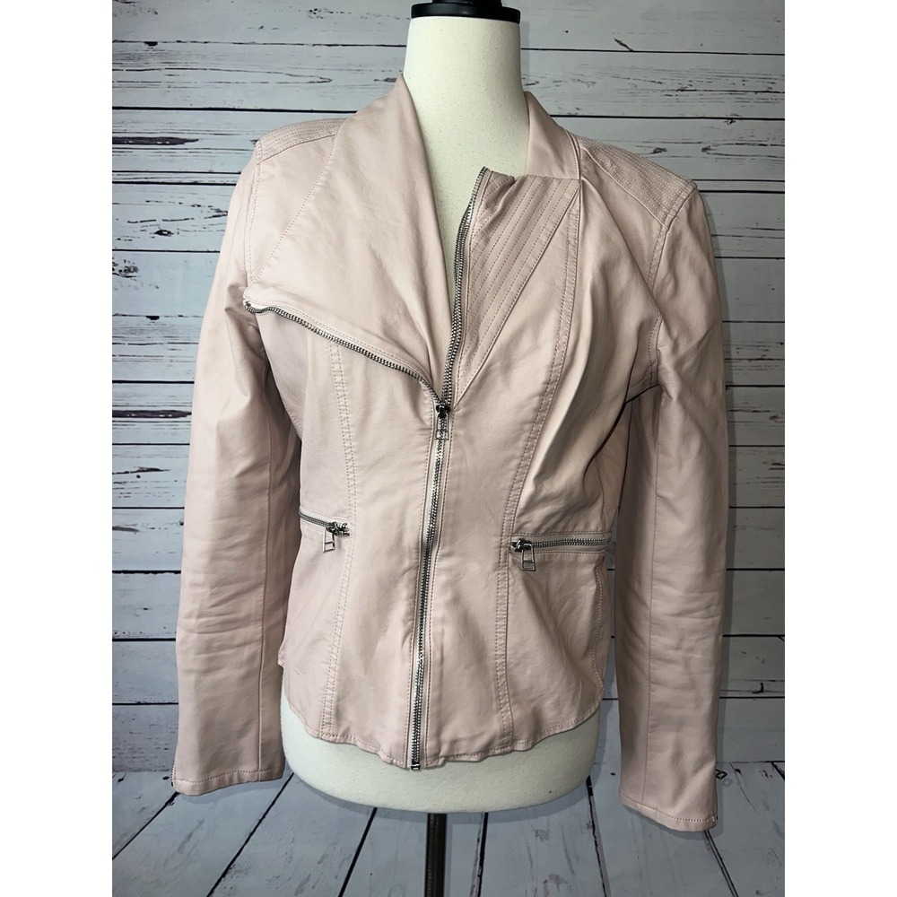 BLANKNYC Moto Jacket Medium Pink Faux Leather Asymmetric Zip Women
